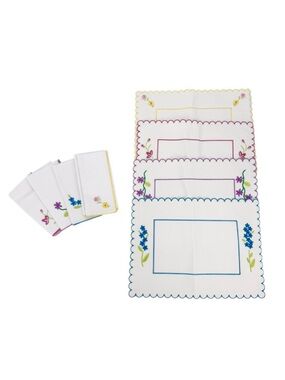 Vintage Lillian Vernon 100% Cotton Floral Embroidered Placemat and Napkin Set